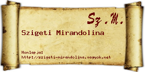 Szigeti Mirandolina névjegykártya